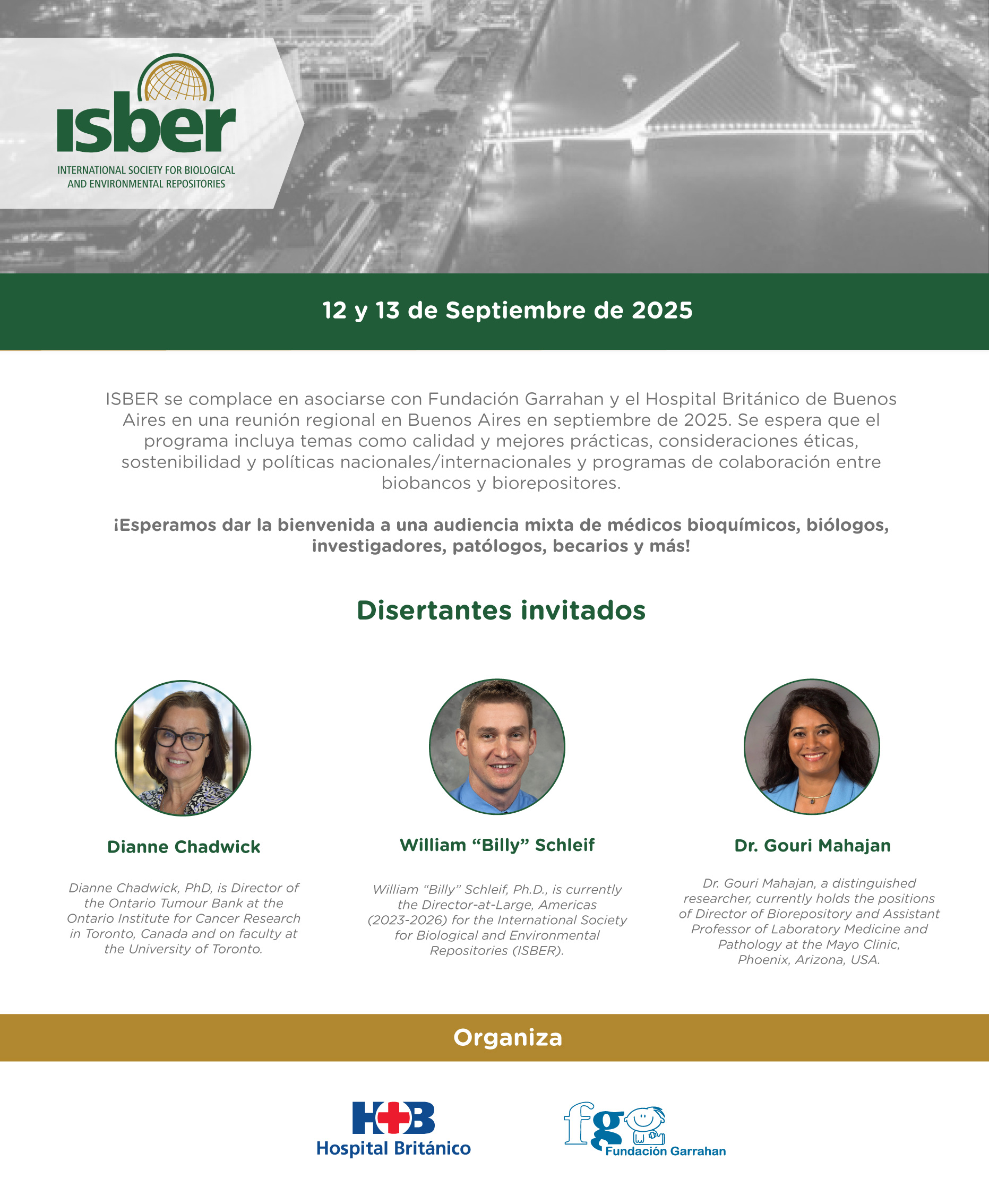 Se realizará la “Reunión Regional ISBER 2025” organizada por Fundación Garrahan de forma conjunta con ISBER y el Hospital Británico